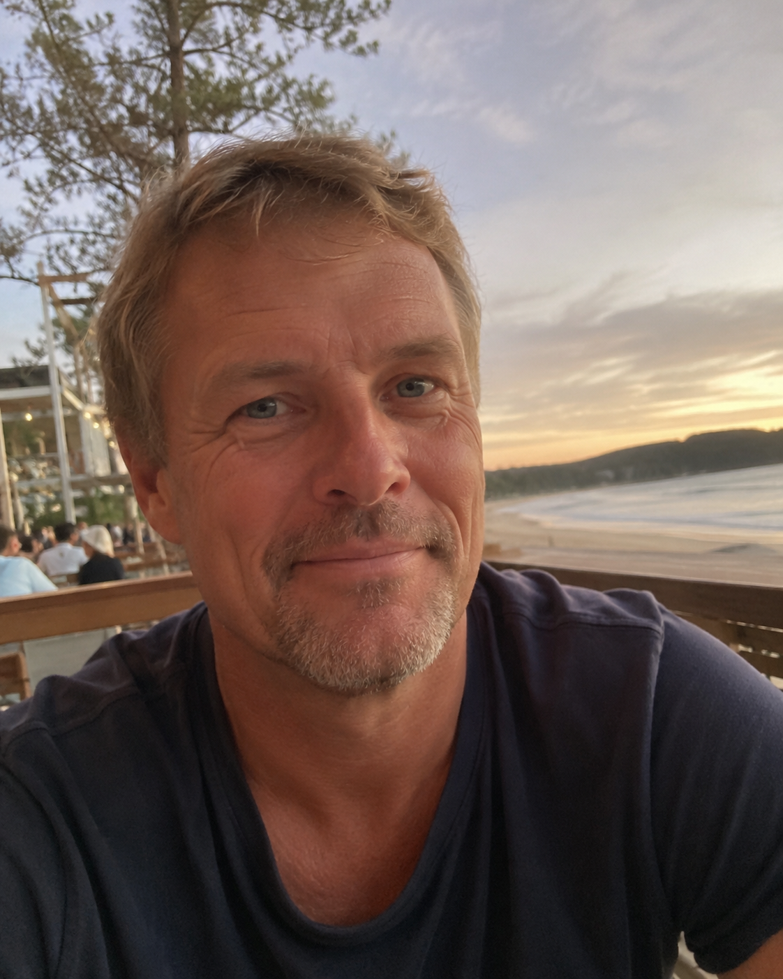 Illustrative lifestyle image of a man near the coast